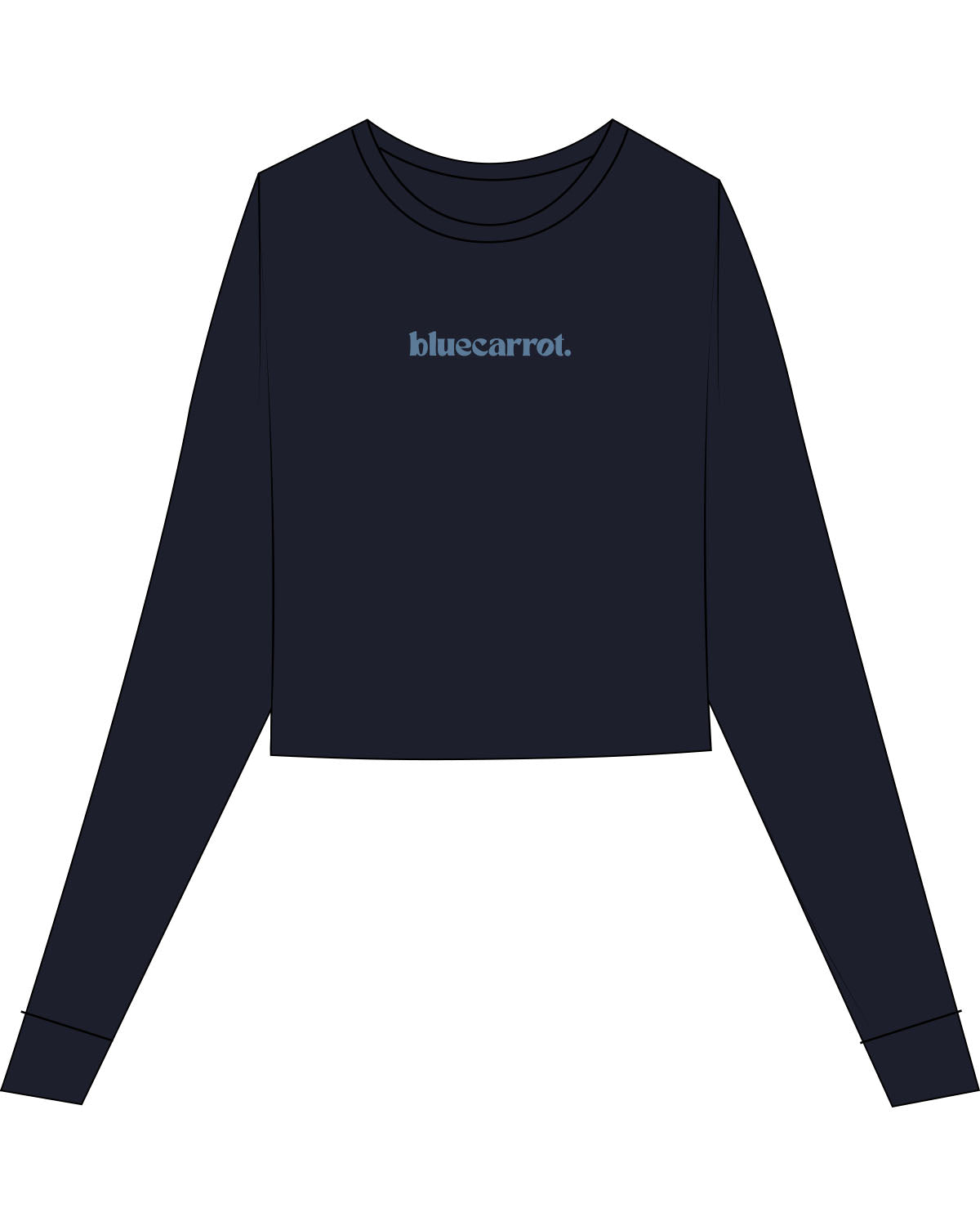 The Micro Rib Crop Long Sleeve - Navy - BlueCarrot - Center Chest - Printed - Blue