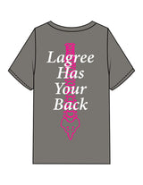 The Womens Heavyweight Tee - Washed Gray - Mega Fit House - Left Chest & Back Spine Stacked - Printed - Full Color
