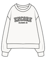 The Mens Heavyweight Crewneck - Off White - enCore Pilates - Center Chest Stacked - Printed - Black
