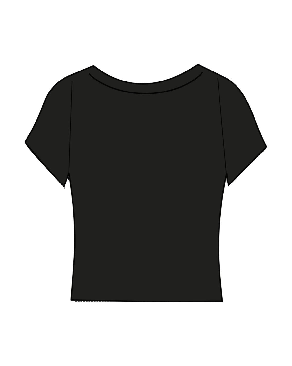 The Sporty Crop Short Sleeve - Black - Pulse 712 - Center Chest Stacked - Printed -White