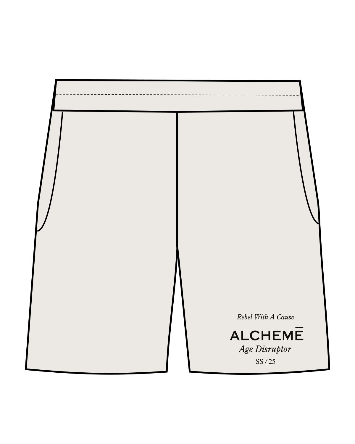 The Mens Sweat Shorts - Bone - ALCHEME - Left Leg - Black