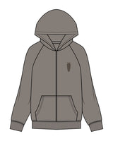 The Womens Zip Hoodie - Washed Gray - BlueCarrot - Left Chest - Printed - Tone on Tone