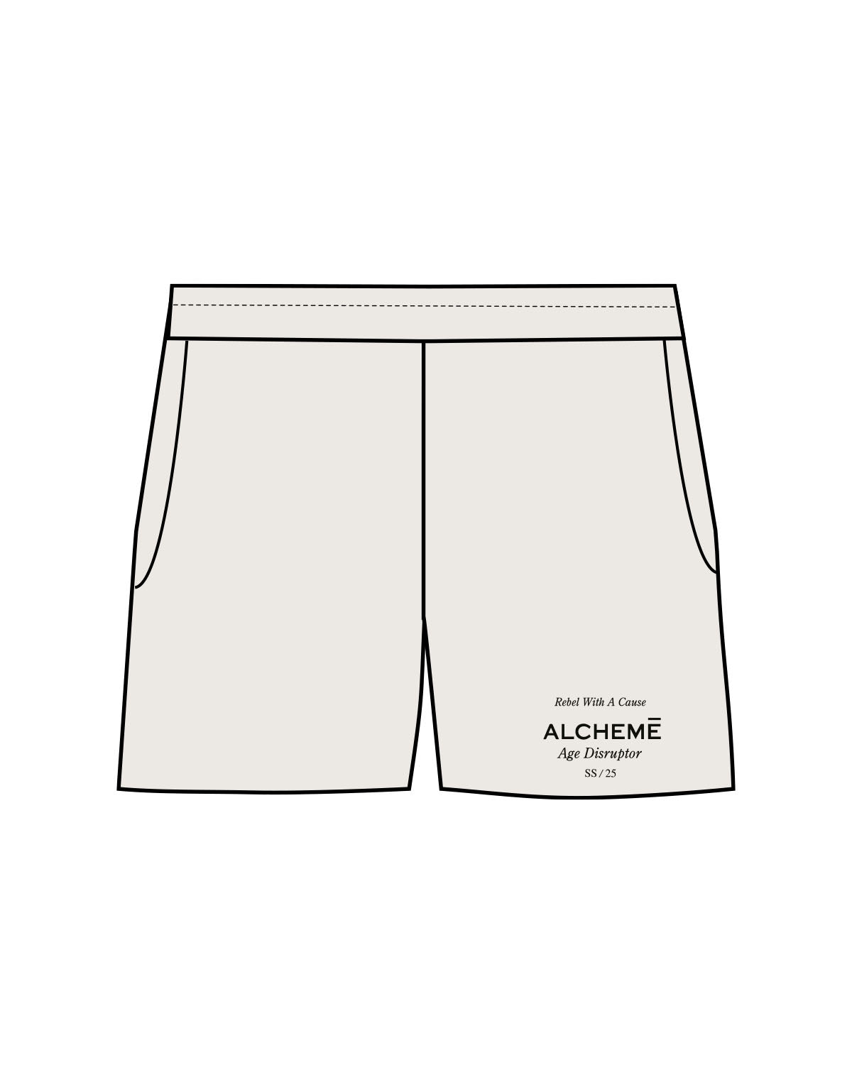 The Womens Sweat Shorts - Bone - ALCHEME - Left Leg - Black