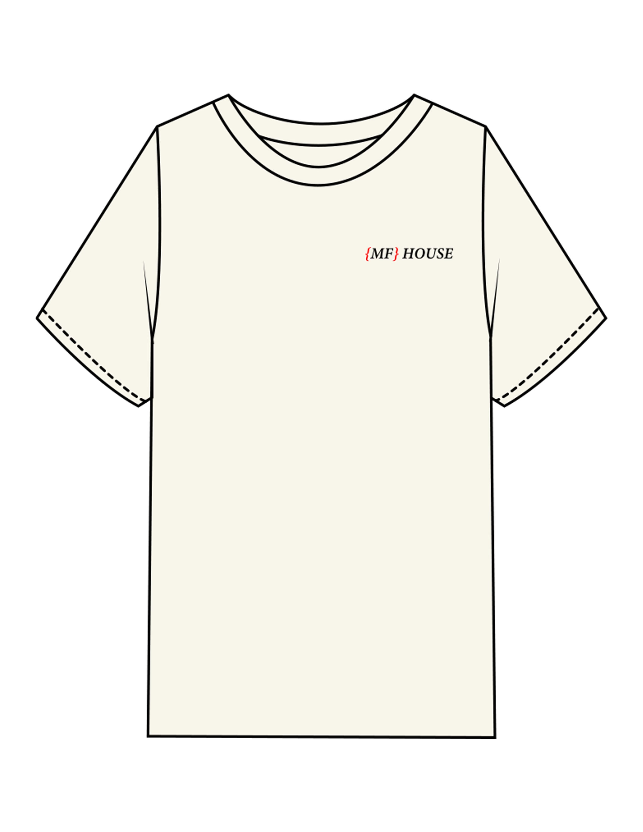 The Womens Heavyweight Tee - Off White - Mega Fit House - Left Chest & Back Spine Stacked - Printed - Full Color