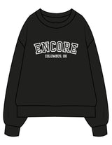 The Mens Heavyweight Crewneck - Black - enCore Pilates - Center Chest Stacked - Printed - White