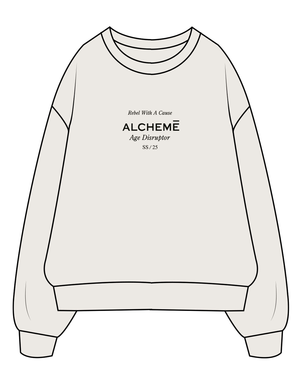 The Mens Crewneck - Bone - ALCHEME - Center Chest - Black