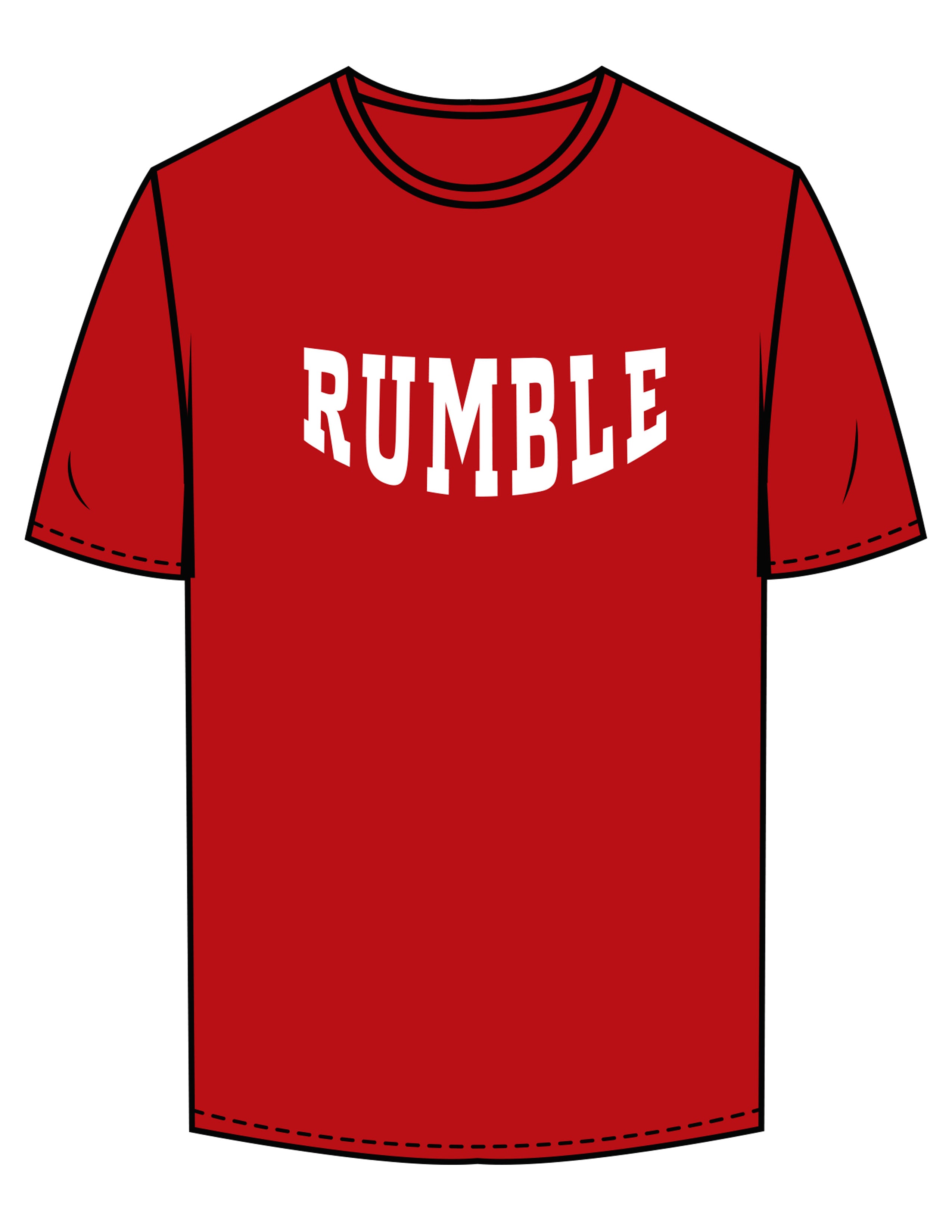 The Mens Tee - Cardinal - Rumble Core - Center Chest - Printed - White