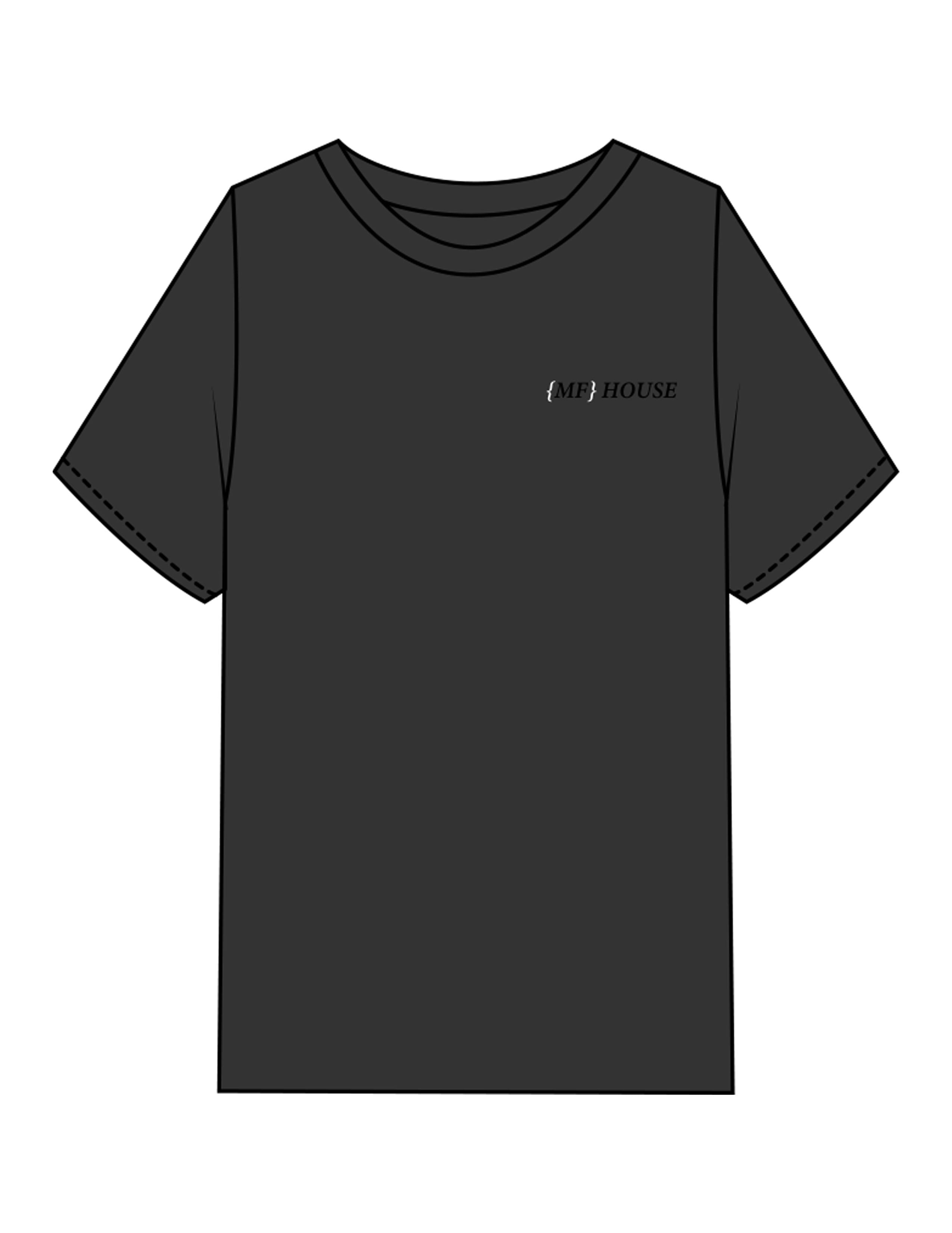The Womens Heavyweight Tee - Washed Black - Mega Fit House - Left Chest & Back Spine Stacked - Printed - Full Color
