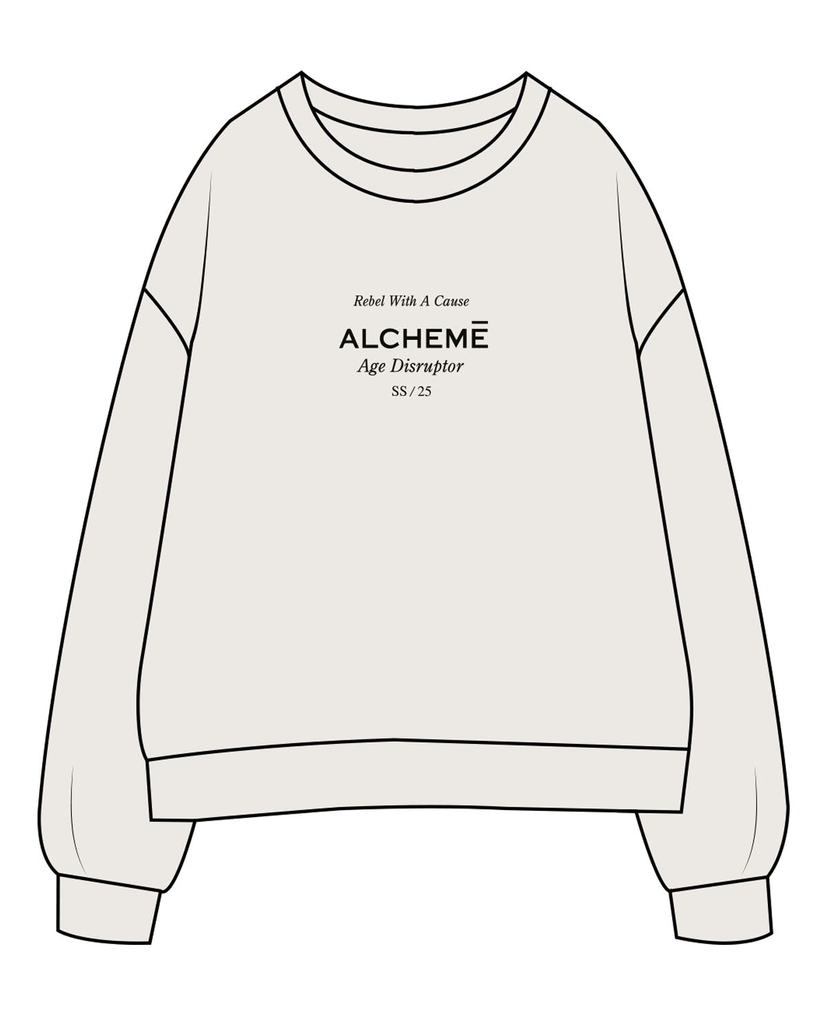 The Womens Crewneck - Bone - Center Chest - Black