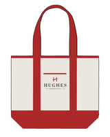 The Contrast Tote Bag - Natural / Red - Hughes Residential - Center Body Stacked - Full Color Printed