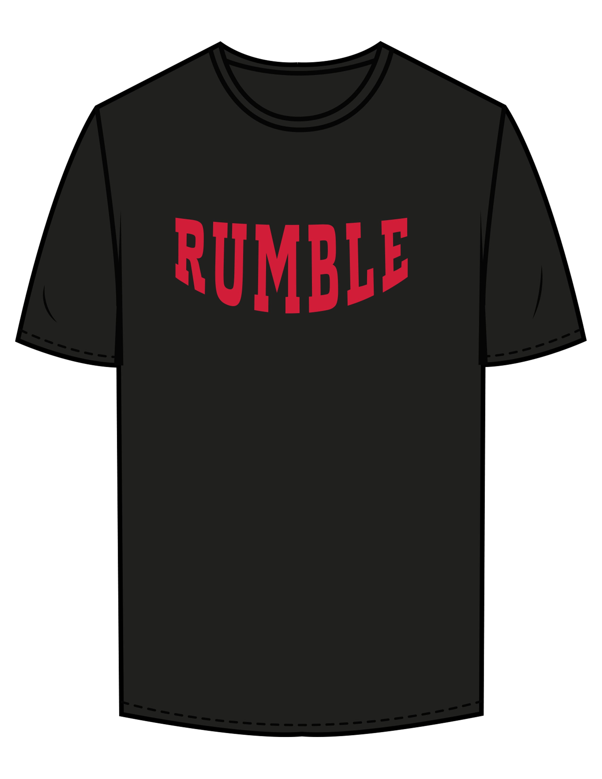 The Mens Tee - Black - Rumble Core - Center Chest - Printed - Red