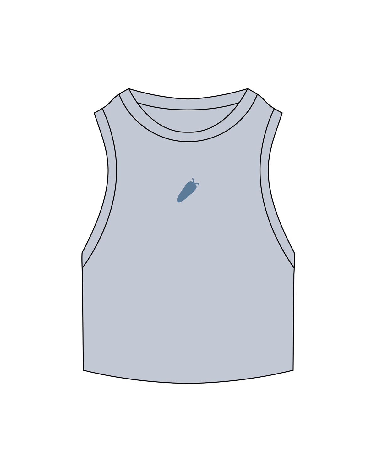 The Ribbed Crop Tank - Powder - BlueCarrot - Center Chest - Embroidered - Blue