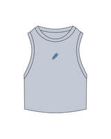 The Ribbed Crop Tank - Powder - BlueCarrot - Center Chest - Embroidered - Blue