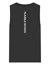 The Mens Heavyweight Tank - Washed Black - Rumble Core - Center Chest Red & Back Spine White - Printed
