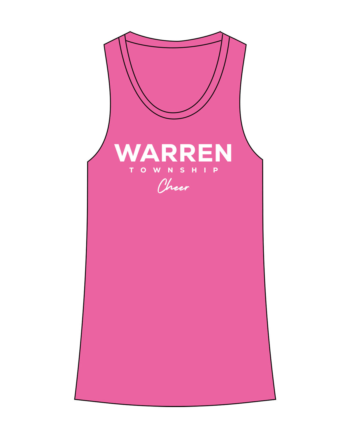 The Womens Full Length Tank - Pink - Warren - Center Chest - Printed - White