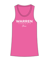 The Womens Full Length Tank - Pink - Warren - Center Chest - Printed - White