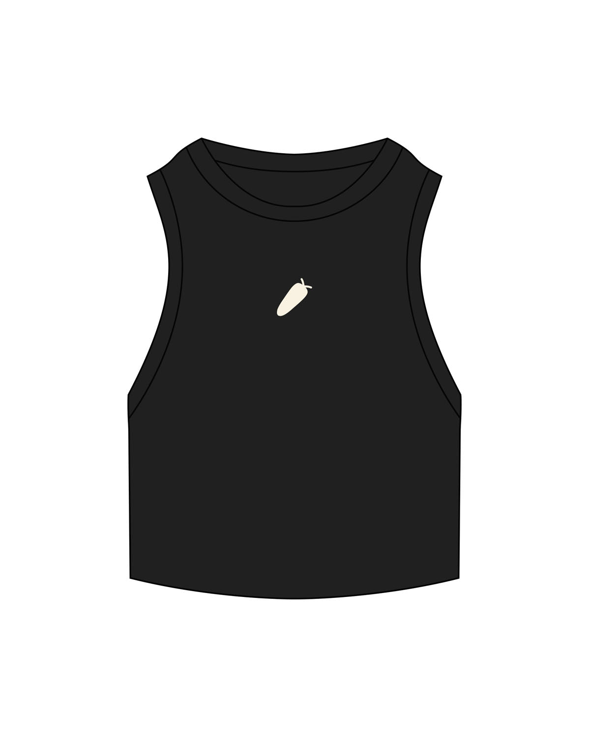 The Ribbed Crop Tank - Black - BlueCarrot - Center Chest - Embroidered - Off White