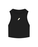 The Ribbed Crop Tank - Black - BlueCarrot - Center Chest - Embroidered - Off White