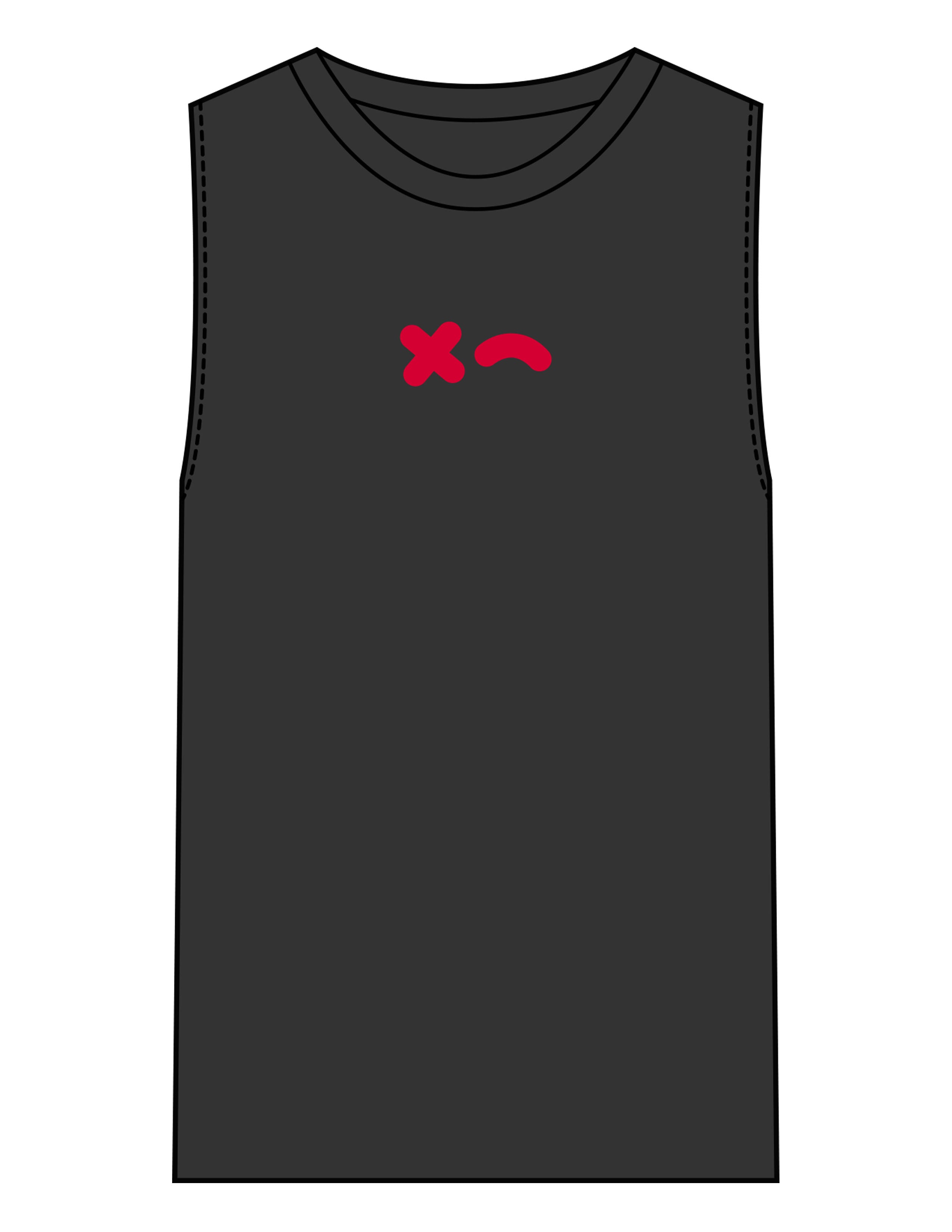 The Mens Heavyweight Tank - Washed Black - Rumble Core - Center Chest Red & Back Spine White - Printed