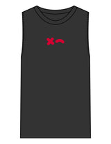 The Mens Heavyweight Tank - Washed Black - Rumble Core - Center Chest Red & Back Spine White - Printed