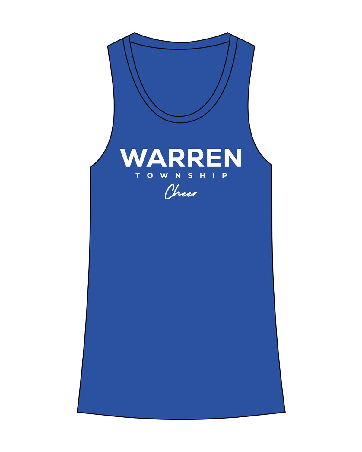The Womens Full Length Tank - Royal - Center Chest Stacked - Printed - White