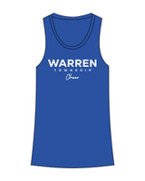 The Womens Full Length Tank - Royal - Center Chest Stacked - Printed - White