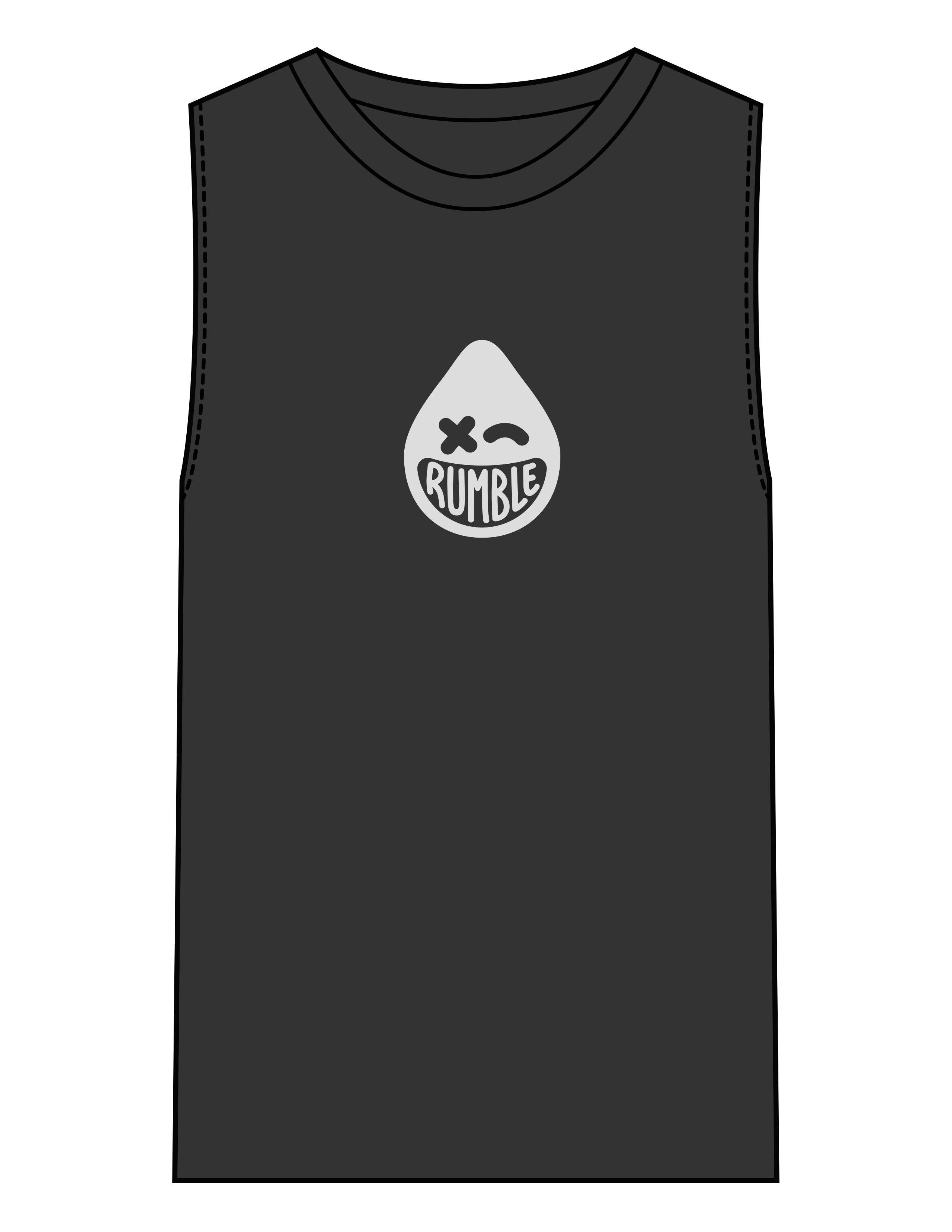 The Mens Heavyweight Tank - Washed Black - Rumble Core - Center Chest - Printed - Off Gray