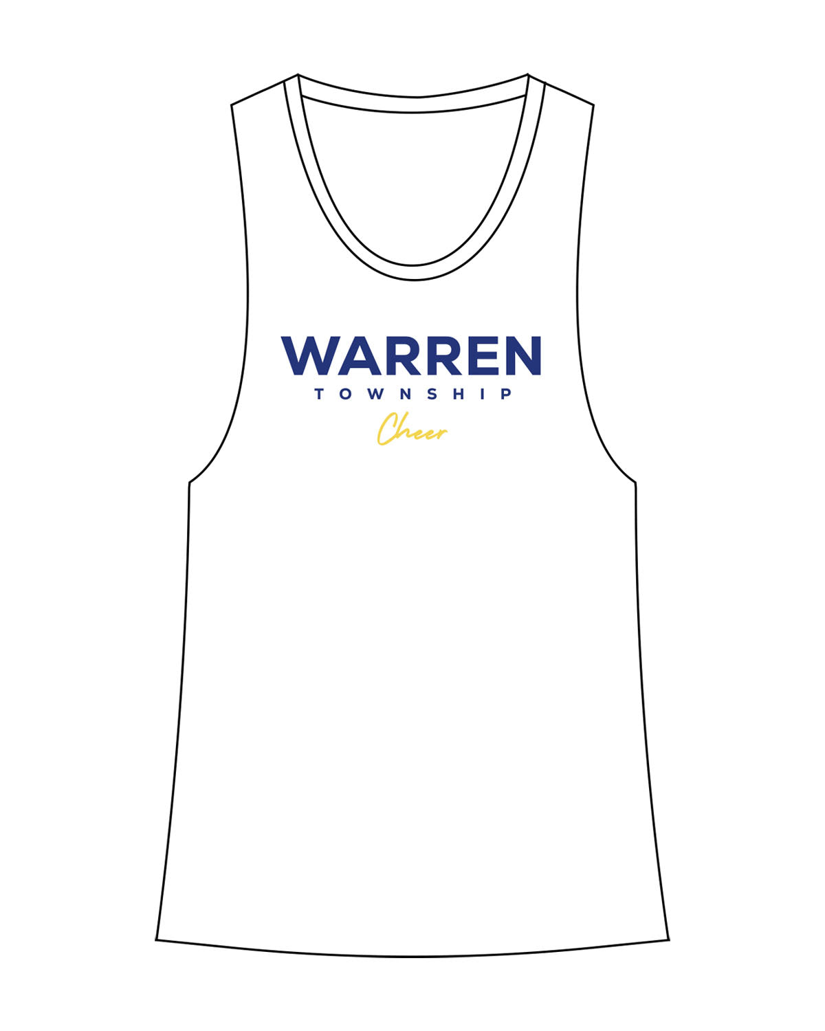 The Womens Racerback Tank - White - Warren - Center Chest Stacked - Printed - Full Color