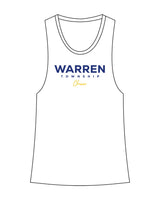 The Womens Racerback Tank - White - Warren - Center Chest Stacked - Printed - Full Color
