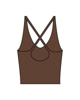 The Sporty Strappy Tank - Brown - Pulse 712 - Center Chest Stacked - Printed - White