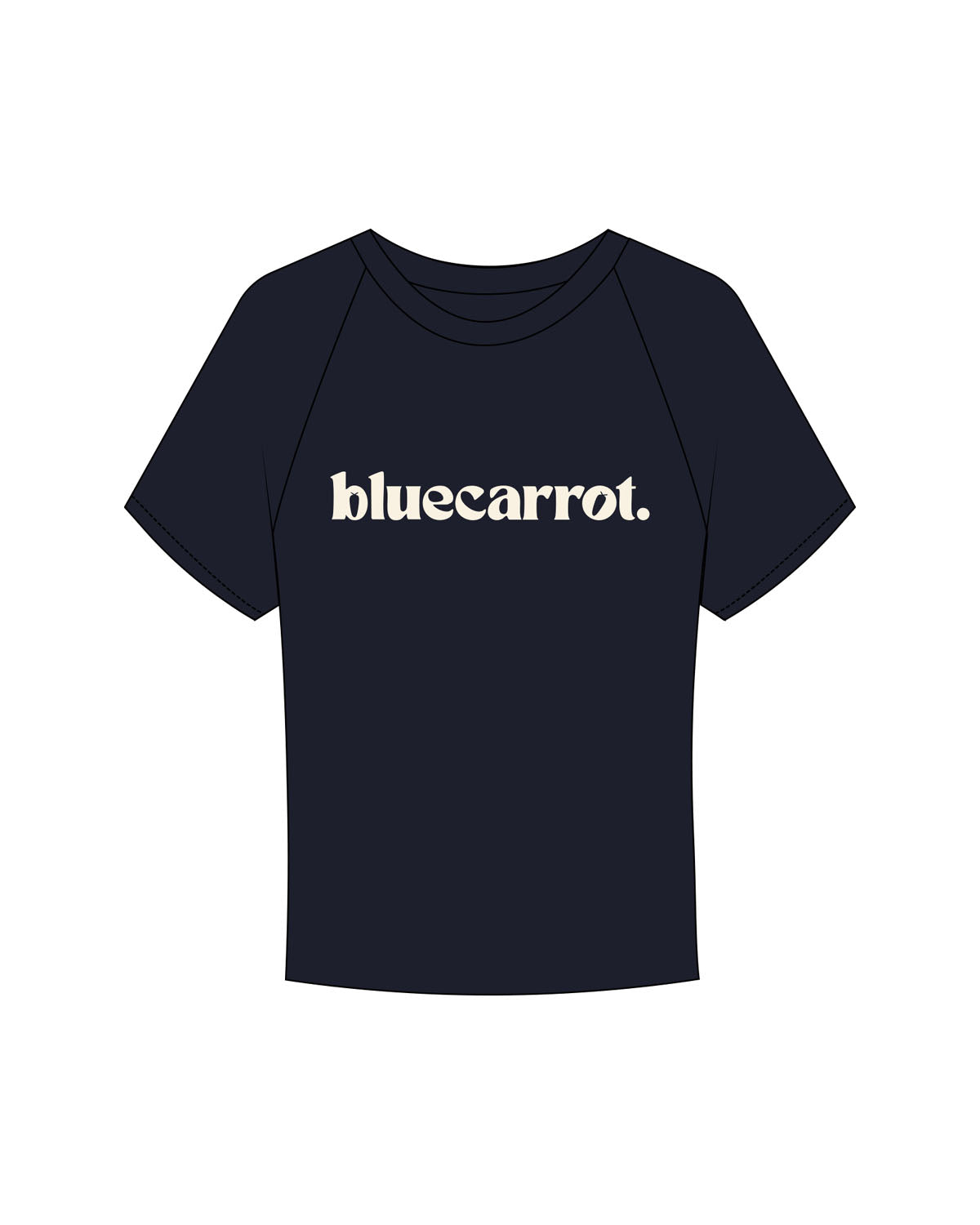 The Micro Rib Baby Tee - Navy - BlueCarrot - Center Chest - Printed - Off White