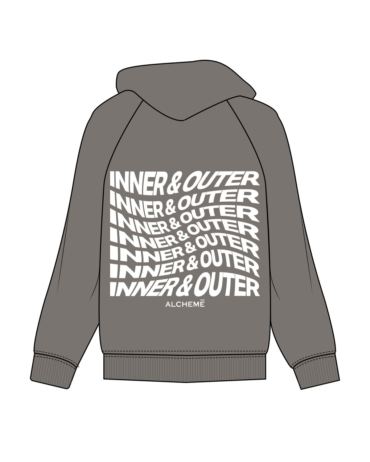 The Mens Zip Hoodie - Washed Gray - ALCHEME - Left Chest & Center Back Stacked - White