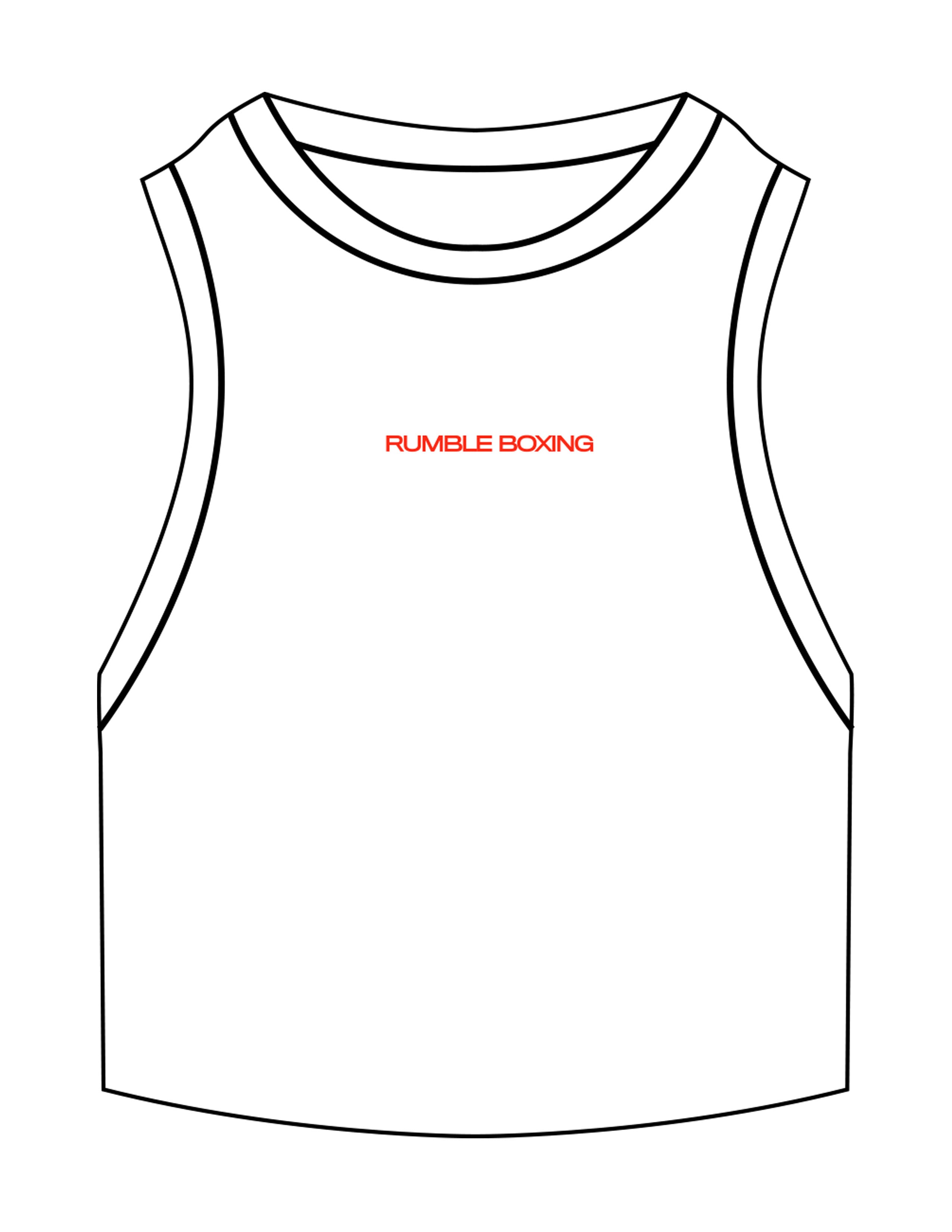 The Ribbed Crop Tank - White - Rumble Core - Center Chest - Embroidered - Rumble Red