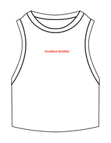 The Ribbed Crop Tank - White - Rumble Core - Center Chest - Embroidered - Rumble Red