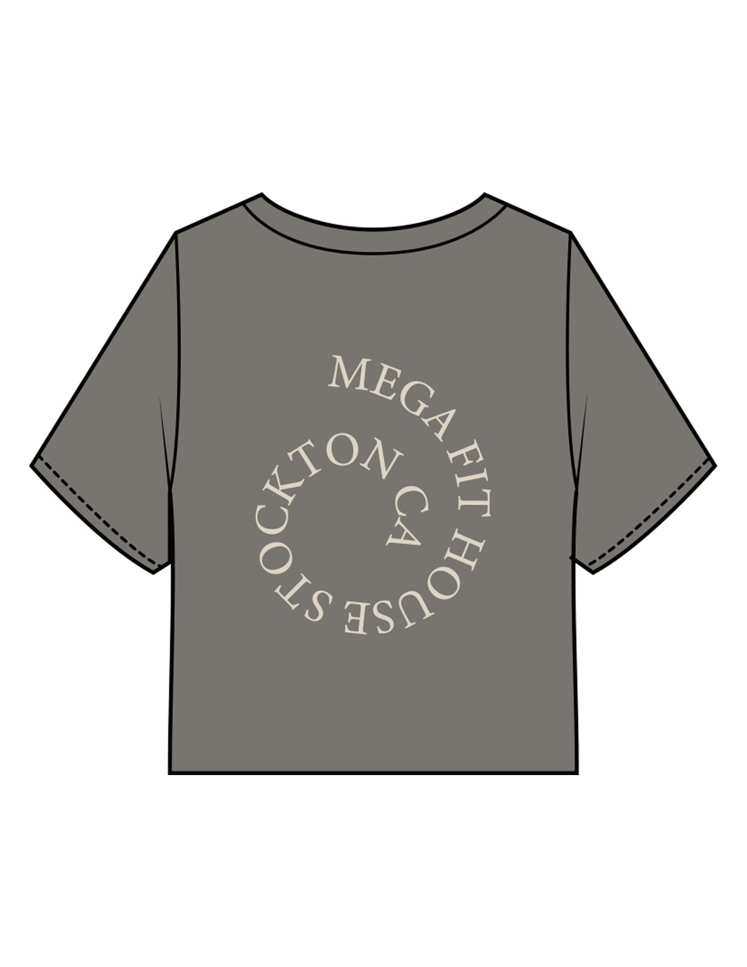 The Heavyweight Crop Tee - Washed Gray - Mega Fit House - Center Chest & Back Spiral - Printed - Off White