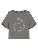 The Heavyweight Crop Tee - Washed Gray - Mega Fit House - Center Chest & Back Spiral - Printed - Off White