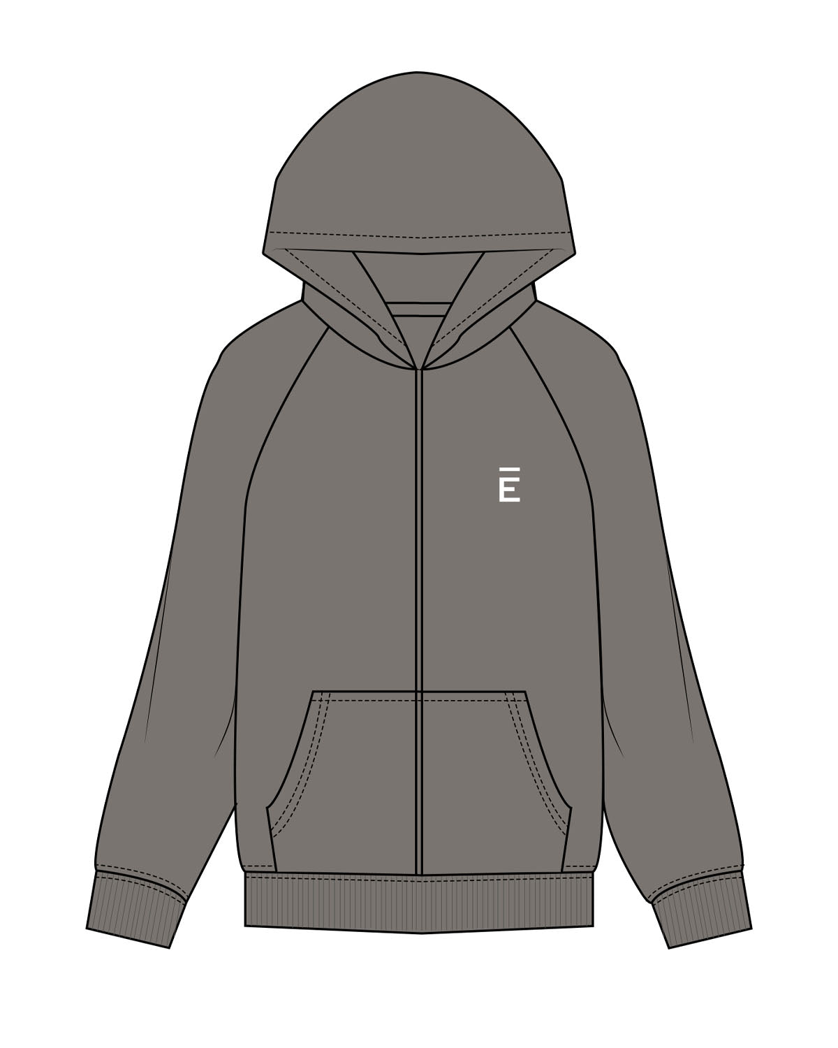 The Mens Zip Hoodie - Washed Gray - ALCHEME - Left Chest & Center Back Stacked - White