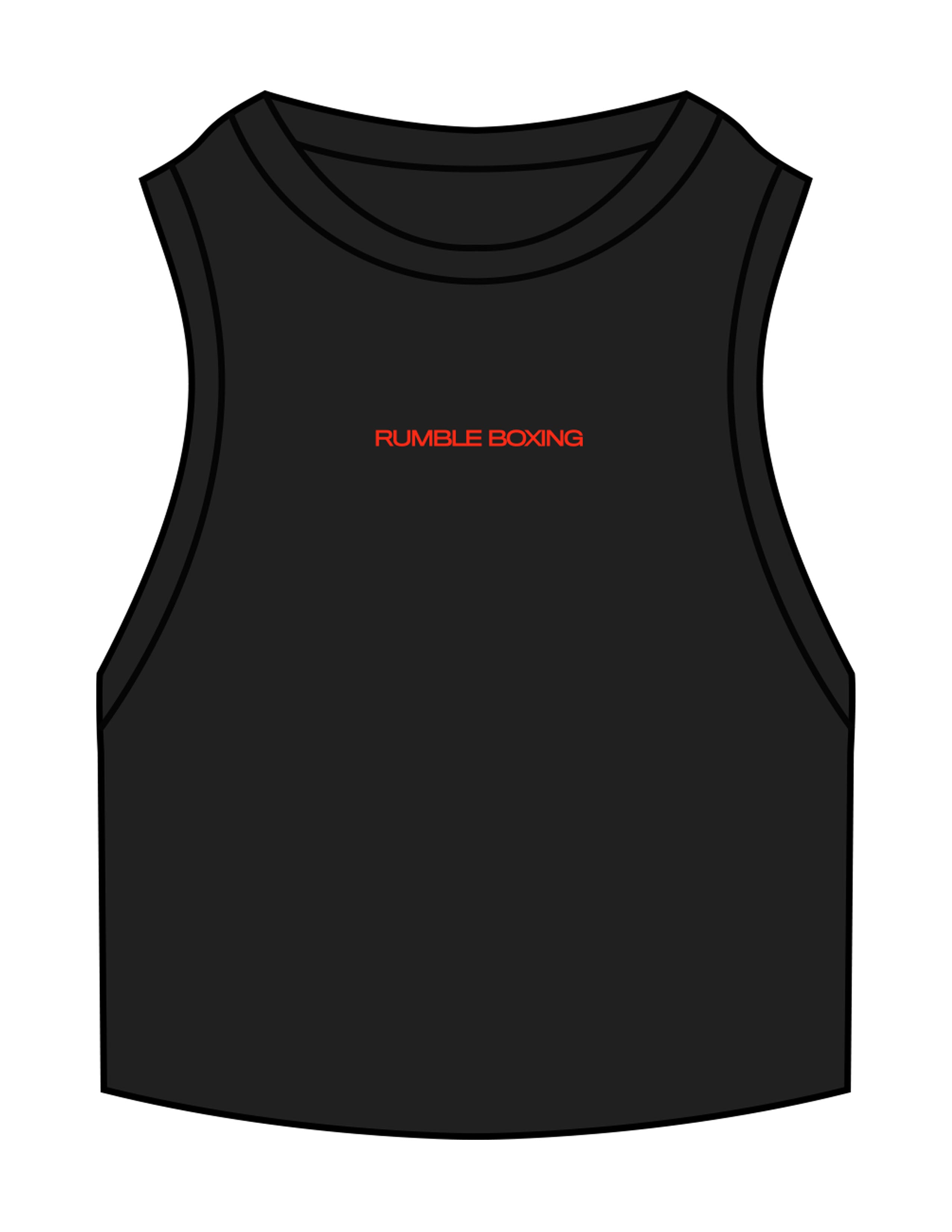 The Ribbed Crop Tank - Black - Rumble Core - Center Chest - Embroidered - Rumble Red