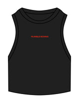 The Ribbed Crop Tank - Black - Rumble Core - Center Chest - Embroidered - Rumble Red