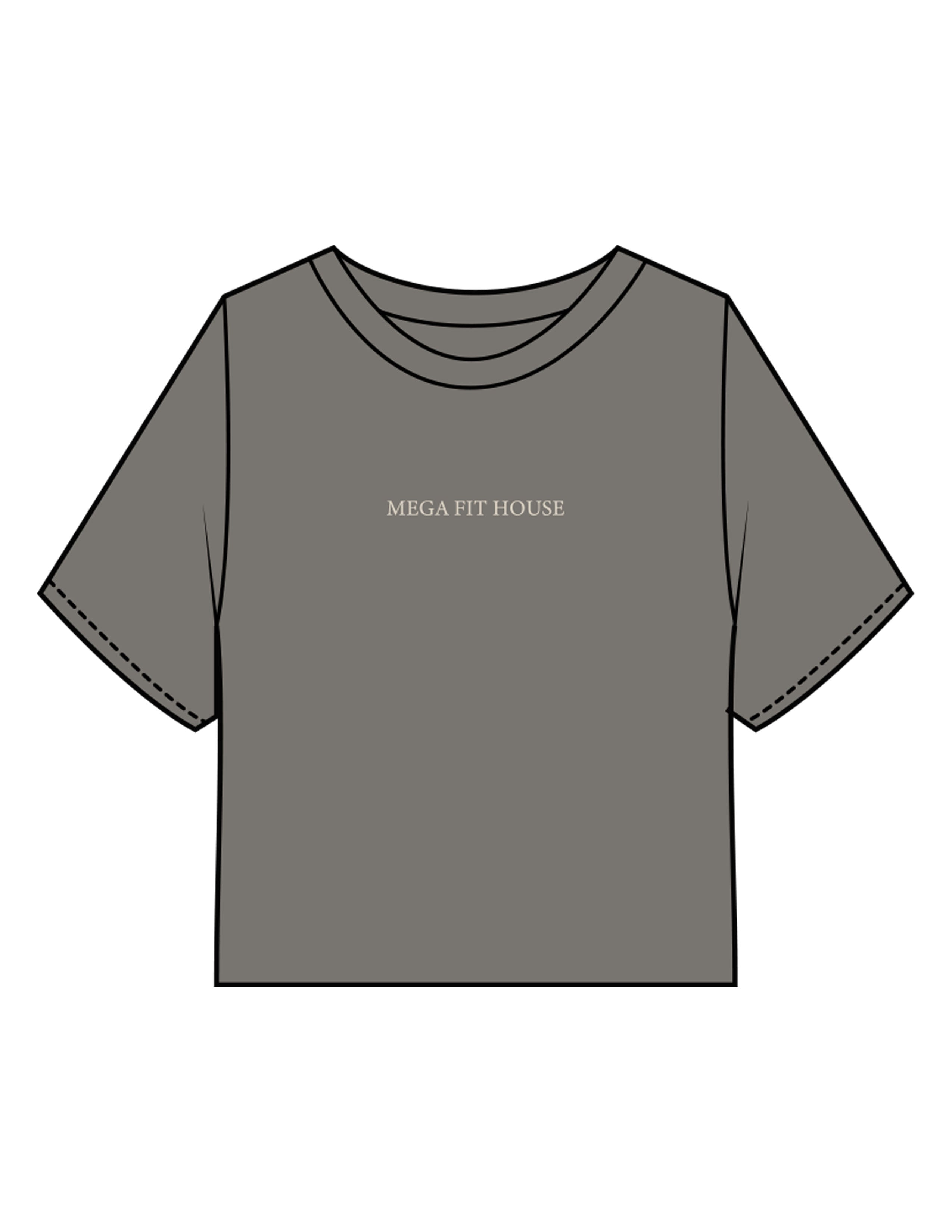 The Heavyweight Crop Tee - Washed Gray - Mega Fit House - Center Chest & Back Spiral - Printed - Off White