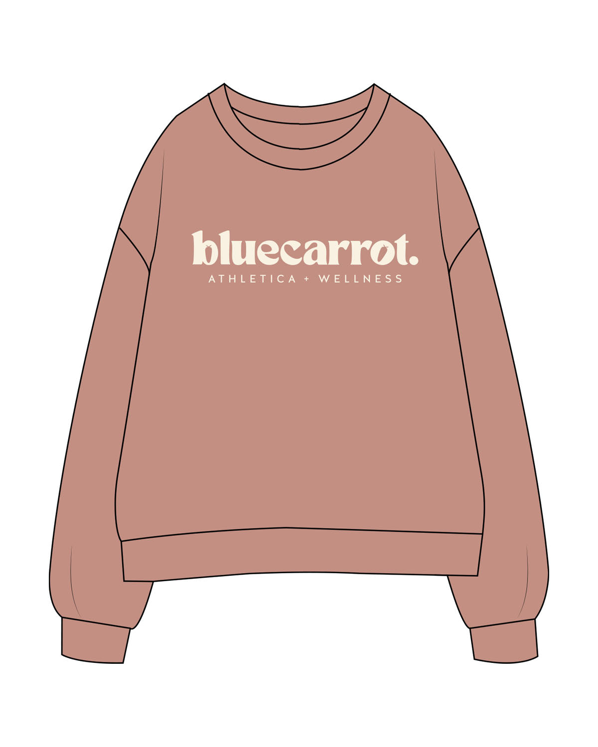 The Womens Crewneck - Clay - BlueCarrot - Center Chest Stacked - Printed - Off White