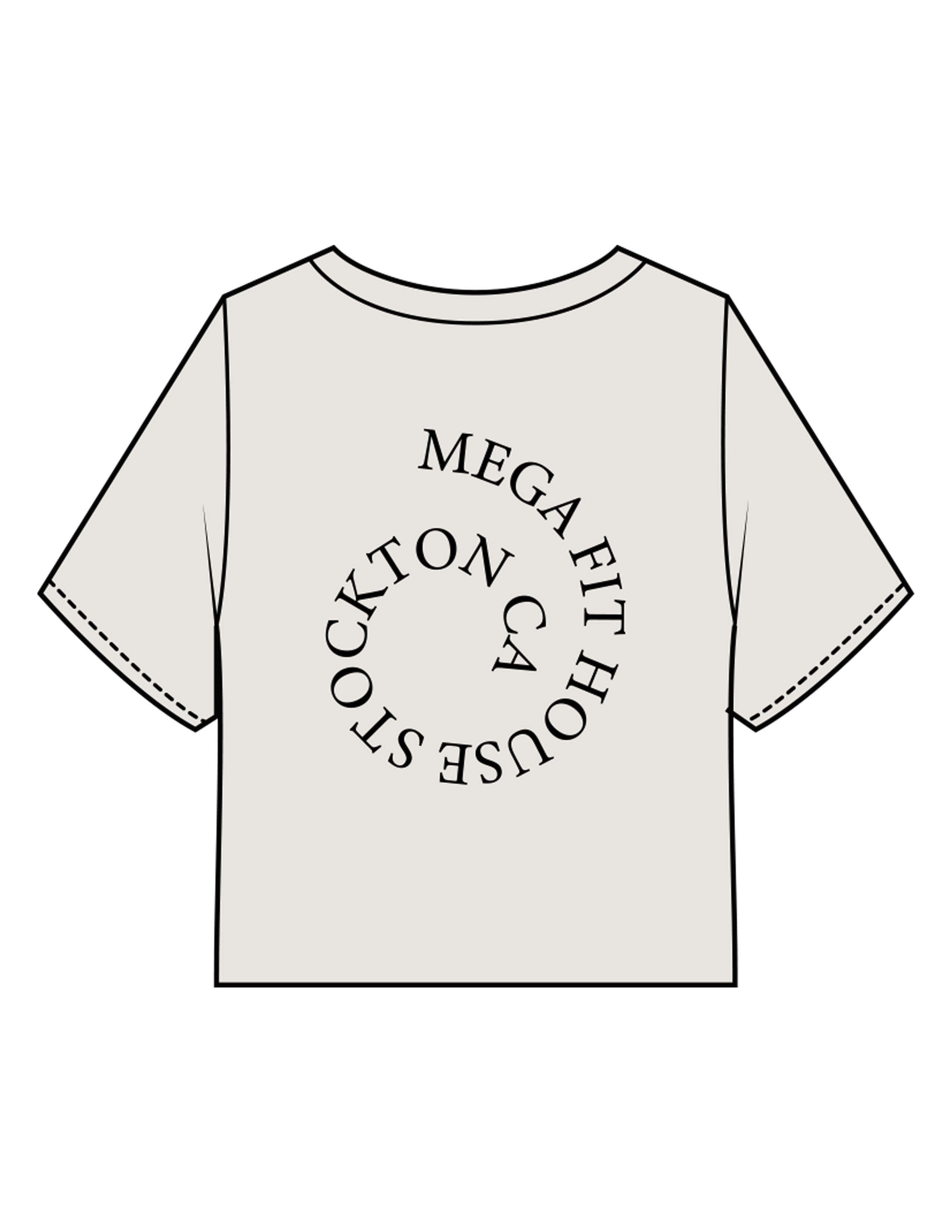 The Heavyweight Crop Tee - Washed Bone - Mega Fit House - Center Chest & Back Spiral - Printed - Black
