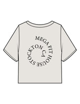 The Heavyweight Crop Tee - Washed Bone - Mega Fit House - Center Chest & Back Spiral - Printed - Black