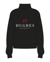 The Womens 1/4 Zip - Black - Hughes Residential - Left Chest & Center Back Stacked - White Embroidered Front - Full Color Printed Back