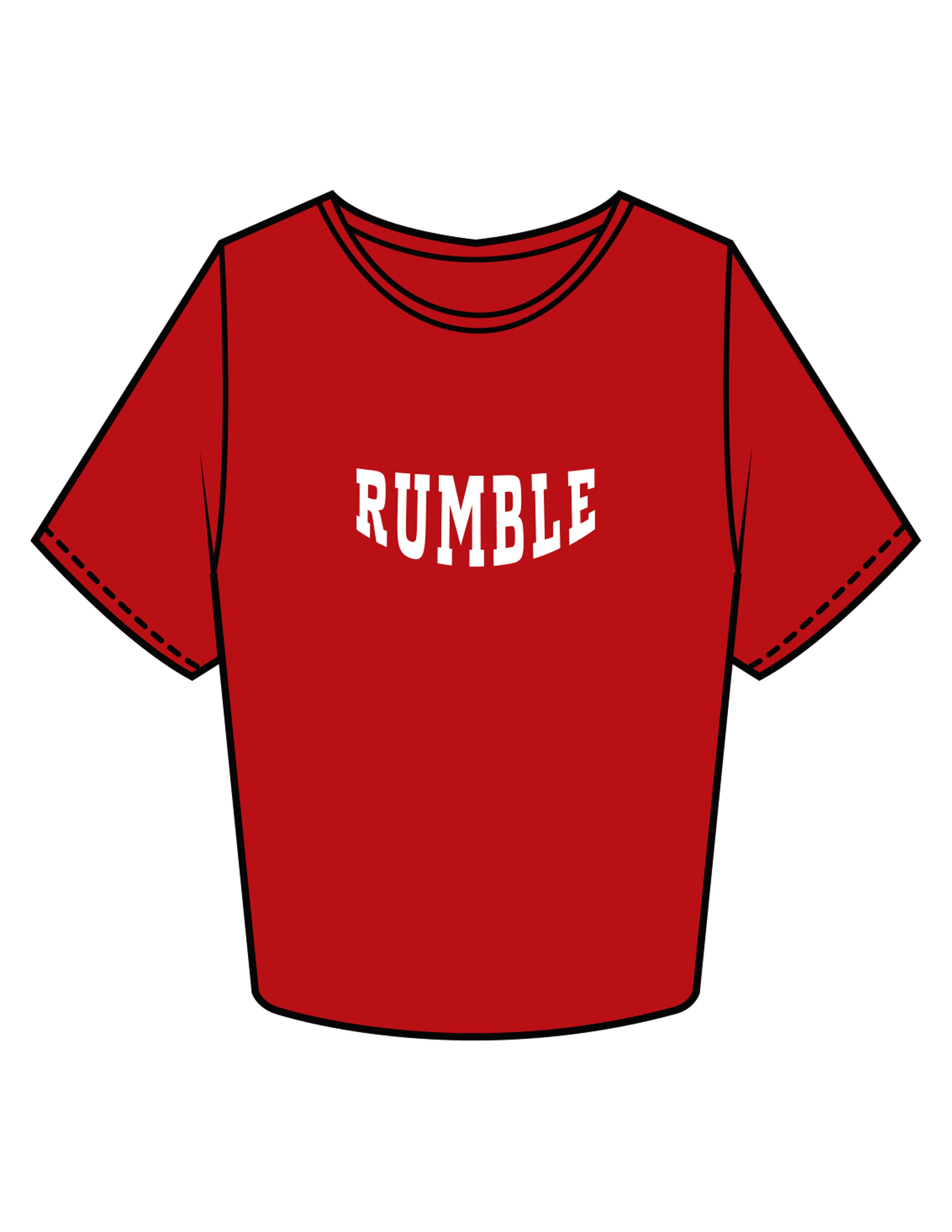 The Crop Tee - Red - Rumble Core - Center Chest - Printed - White