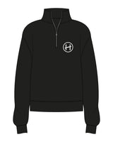 The Womens 1/4 Zip - Black - Hughes Residential - Left Chest & Center Back Stacked - White Embroidered Front - Full Color Printed Back