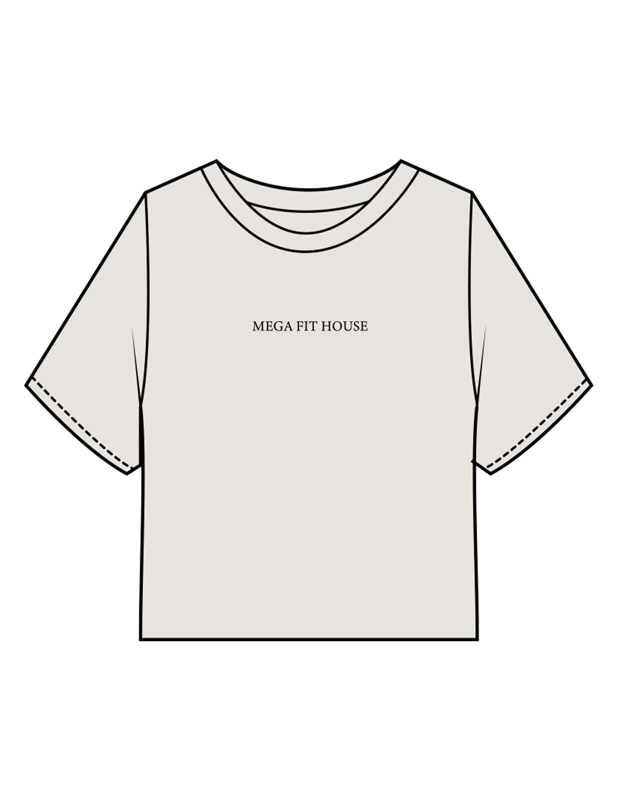 The Heavyweight Crop Tee - Washed Bone - Mega Fit House - Center Chest & Back Spiral - Printed - Black