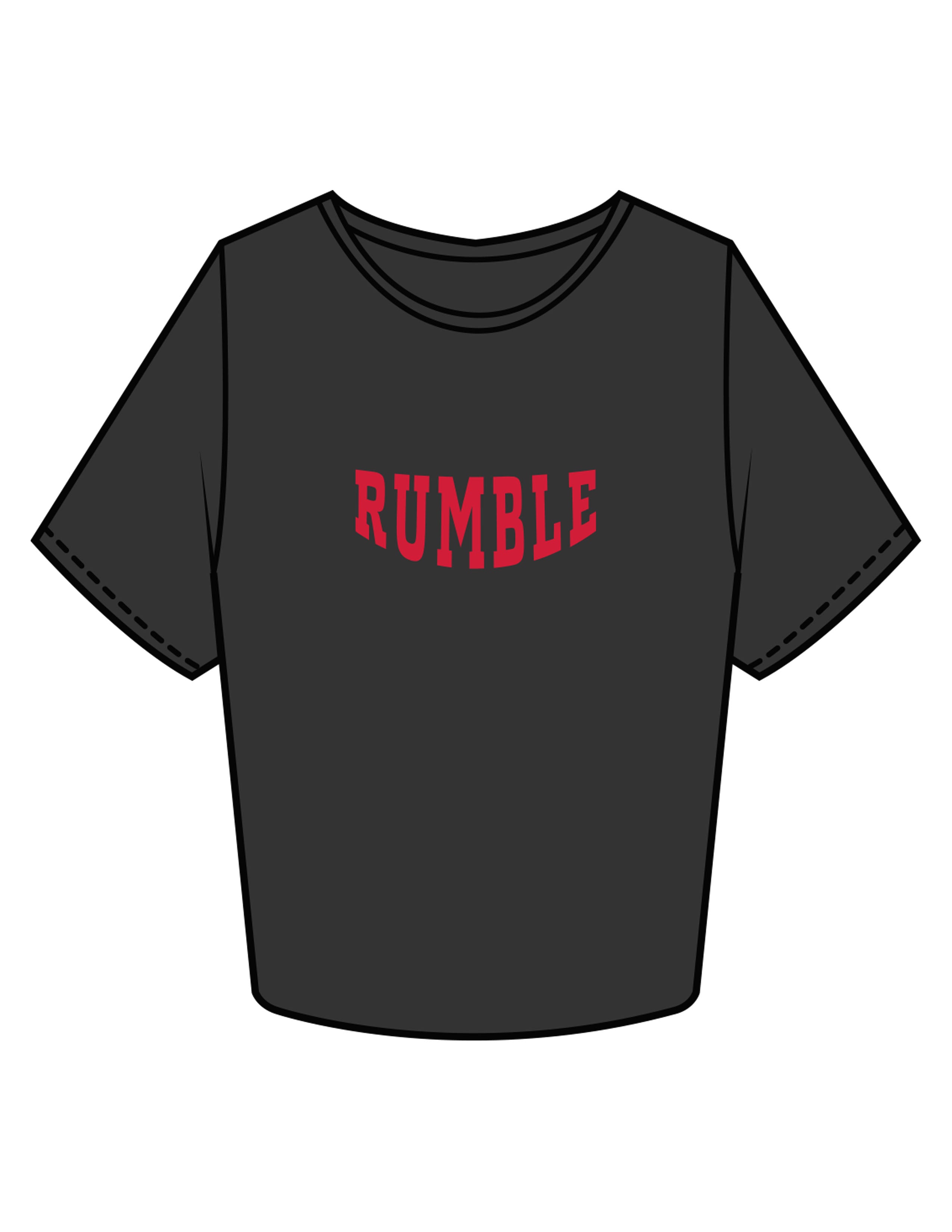 The Crop Tee - Charcoal - Rumble Core - Center Chest - Printed - Rumble Red