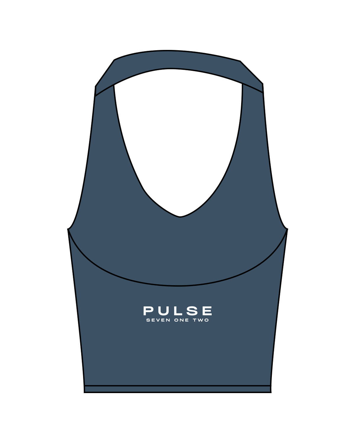 The Halter Tank - Blue - Pulse 712 - Center Back Stacked - Printed - White
