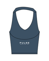 The Halter Tank - Blue - Pulse 712 - Center Back Stacked - Printed - White